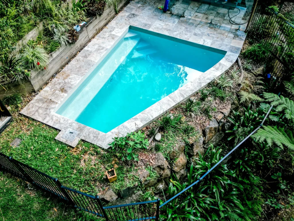 Drone view of curved pool design