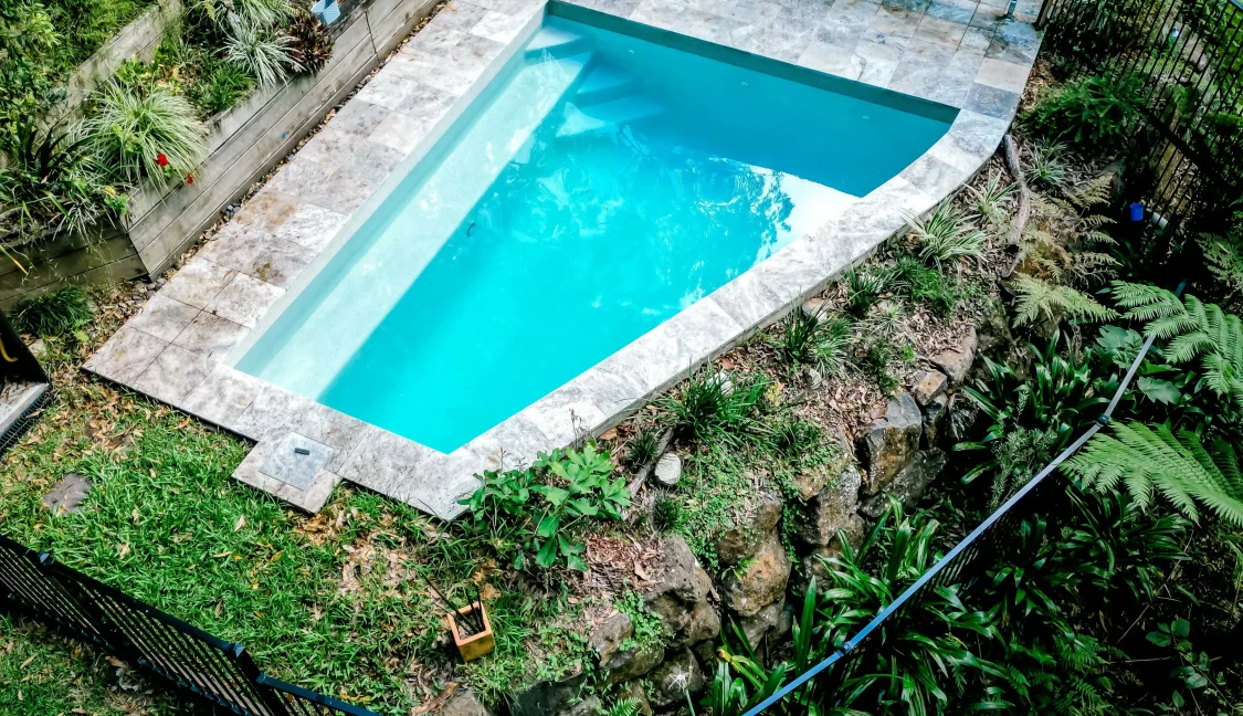 Drone view of curved pool design